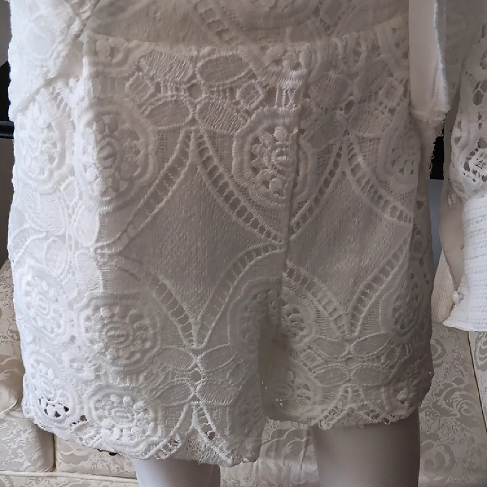 Elegant White Lace Button Down Shirt - Picture 9 of 9
